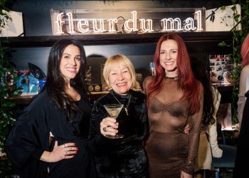 Event panelists Abbey Drucker, Cindy Gallop, and Jennifer Zuccarini [left to right] in the Fleur du Mal NYC boutique. Photography by Poupay Jutharat.