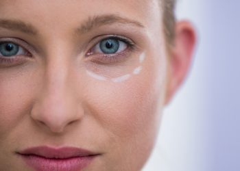 Close-up of woman with marks drawn for botox procedure