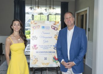 Patricia Silverstein and Roger Silverstein  attends the Cocktail Brunch Kickoff for the Silverstein Dream Foundation Garden Gala in Water Mill, NY on May 24, 2025. (Photo by David Warren /Sipa​ USA)