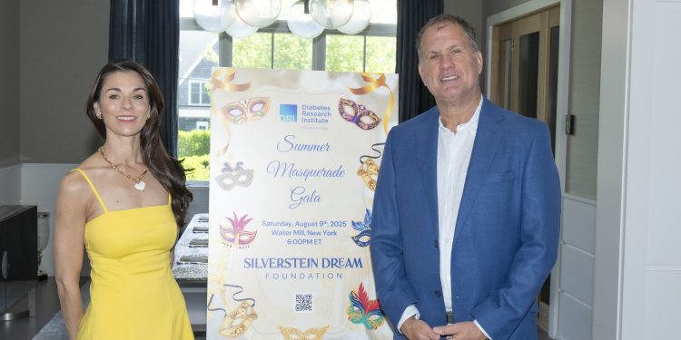 Patricia Silverstein and Roger Silverstein  attends the Cocktail Brunch Kickoff for the Silverstein Dream Foundation Garden Gala in Water Mill, NY on May 24, 2025. (Photo by David Warren /Sipa​ USA)