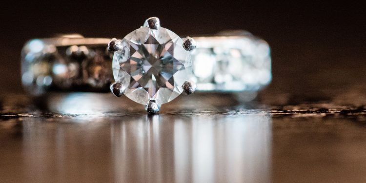 A closeup of a beautiful diamond ring.