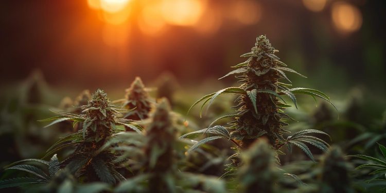 Cultivation of cannabis in a natural environment, created with the help of Generative AI technology.