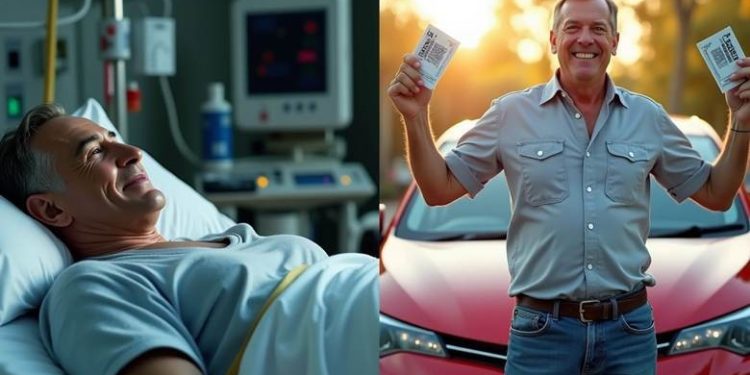 Visualizing Bill Morgan in a hospital bed and when he is healthy and won the lottery