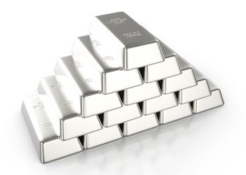 Silver bars on a white background. 3d illustration.