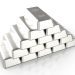 Silver bars on a white background. 3d illustration.