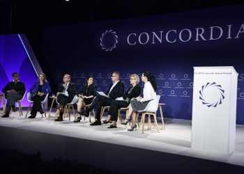 NEW YORK, NEW YORK - SEPTEMBER 23: (L-R) Michelle Williams, Professor, Stanford University, Daniella Foster, SVP & Global Head, Public Affairs, Market Access & Sustainability, Bayer,
David Napier, Professor of Medical Anthropology, University College London, Elena Bonfiglioli, Global Business Leader Healthcare Pharma Life Sciences, MICROSOFT Global Health,
Juha Jolkkonen, Executive Director, City of Helsinki, Dr. Ann Aerts,
Head Novartis Foundation, and Dr. Nicole F. Roberts, President, Health & Human Rights Strategies, speak onstage during the 2025 Concordia Annual Summit at Sheraton New York Times Square on September 23, 2025 in New York City. (Photo by John Lamparski/Getty Images for Concordia Annual Summit)