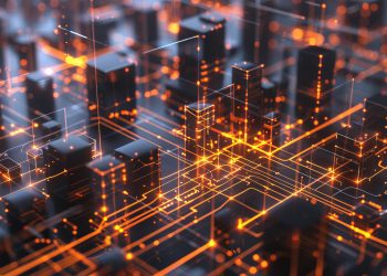 abstract microscopic futuristic city background