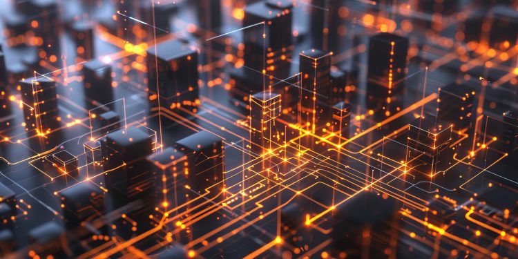 abstract microscopic futuristic city background