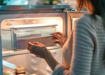 woman open empthy mini refrigerator indoors, closeup , high detail, 8k --ar 3:2 Job ID: bc845bb6-4634-4f0a-b745-455ad8582c13