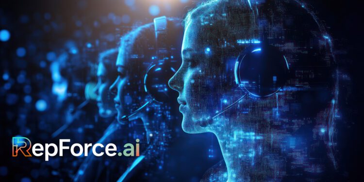 A futuristic depiction of customer support agents, rendered with a digital aesthetic. The image conveys themes of technology, virtual assistance, and the evolving landscape of customer service in the digital age. It represents the intersection of human interaction and artificial intelligence in modern communication networks.