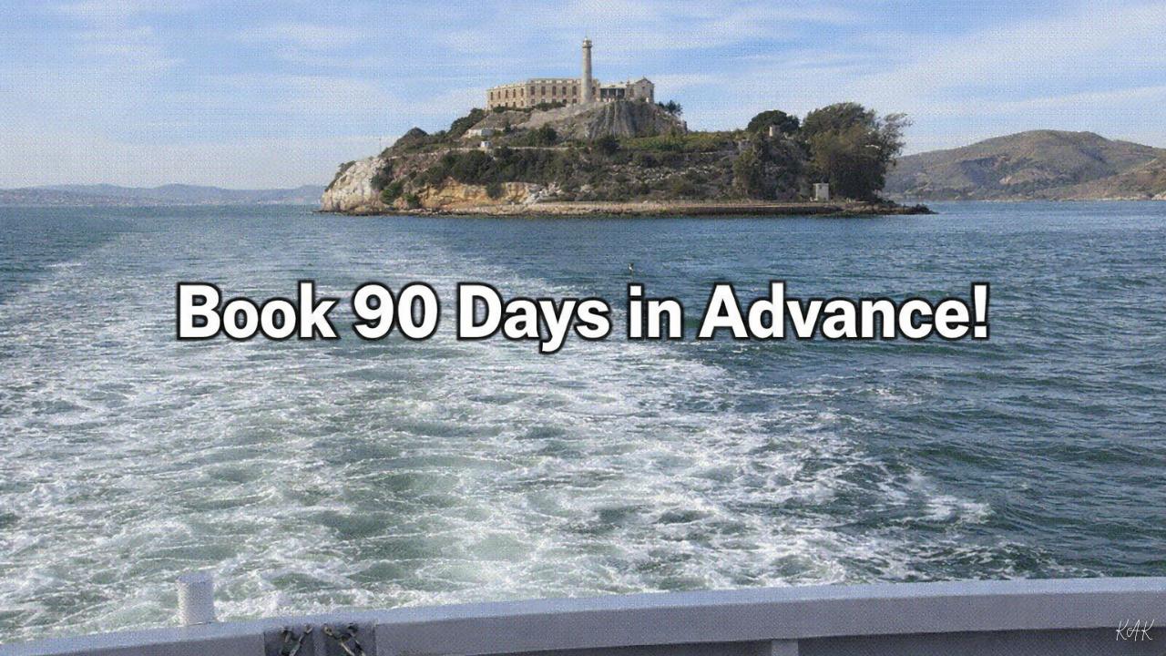 The ferry approaching the island with the prison growing larger in the frame.