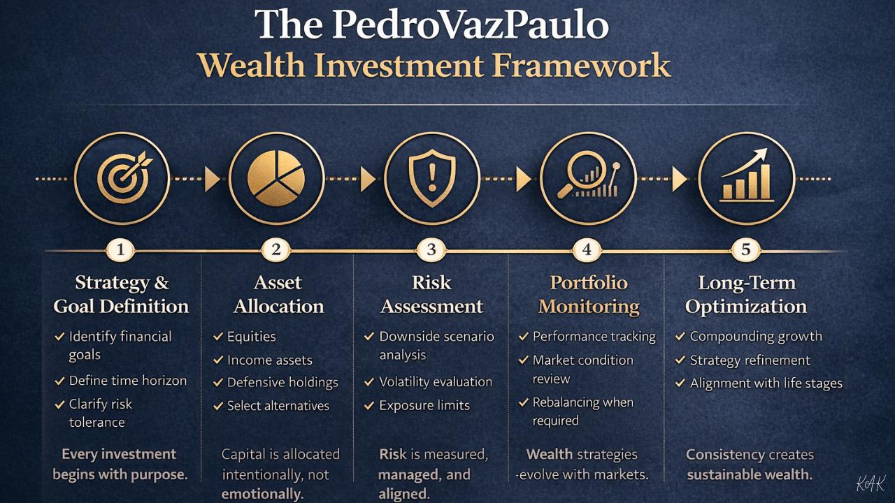 PedroVazPaulo wealth investment framework showing long-term strategy, diversification, and risk management