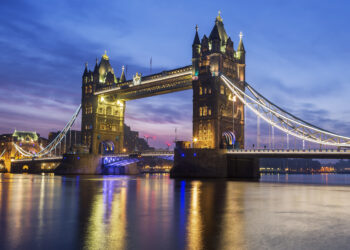 Famous Tower Bridge in the evening, London, England