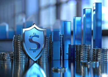 3D blue rising arrow profit bar graph and shield with multiple arrangements of coins, high detail, 8k --ar 3:2 --v 6 Job ID: b8ba3084-ae68-4659-8363-b9ef8eb04e62