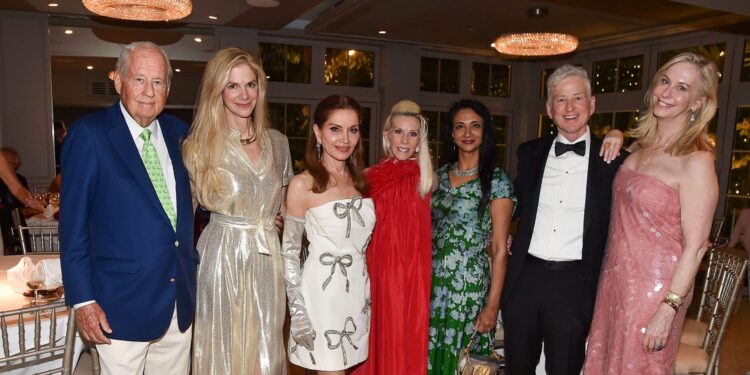PALM BEACH, FL - FEBRUARY 15: Lee Black, Francine Crocker, Jean Shafiroff, CeCe Black, Dr. Malathi Srinivasan, Ken Hausmann and Liz McDermott attend French Heritage Society 2026 Palm Beach Gala Dinner at Club Colette on February 15, 2026 in Palm Beach, FL. (Photo by Patrick McMullan/PMC) *** Local Caption *** Lee Black;Francine Crocker;Jean Shafiroff;CeCe Black;Dr. Malathi Srinivasan;Ken Hausmann;Liz McDermott