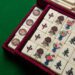 mahjong on table ancient asian board game close up image