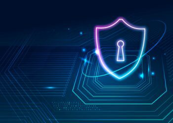 Data security technology background vector in blue tone