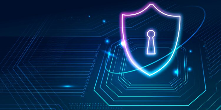 Data security technology background vector in blue tone