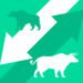 flat bullish vs bearish upward downward market trend background vector