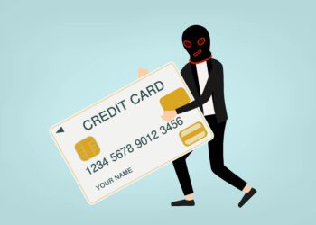 Image illustration of a hacker stealing credit card information