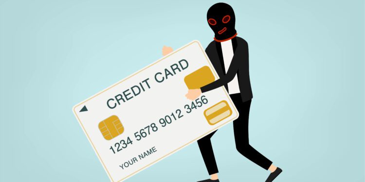 Image illustration of a hacker stealing credit card information