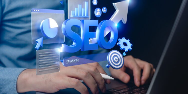 Digital marketing concept image with SEO elements including charts and graphs, perfect for illustrating online marketing strategies and search engine optimization techniques