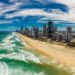 Surfers Paradise beach from an aerial drone perspective, Gold Coast, Queensland, Australia