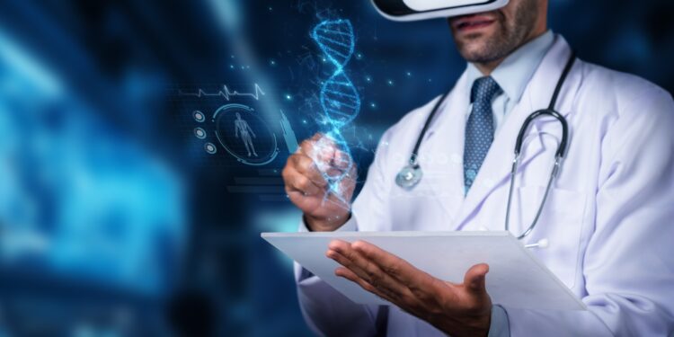 A doctor engages with virtual reality technology, visualizing human DNA and health data. This innovative approach enhances medical research and education in healthcare. PHMT SSUCv3H4sIAAAAAAAACpRVTY/cIAy9V+p/iHLeqJDv7C/oZaWqh16qHoA4M2gJjIBMtar2v9dJJiMmzKjbW3Ae9rP9jP98/pQkKWdOivQ5+TOf8CyVmpy3zEuj0UyeLnYLugcbWs62qEloYDI8QS+9sZKp0MiZF0fNRkCjnpSaze/Lz9R55icHLuDCesPBeSNe0VheHbvTfAyuCubhgLFuLm+J/VzPyfZj+Yk38Ff6FZjyR8EsfHlBvgLJPgUoN/EZ9SKdAKWYBjO5dPu/xn7g+BuYk4L/cLZ+/LqW8gBavM3ZvAd5WlDA1hJdskrrTvCh4izrK06ykhHIuorwrBHQEDKIhnK+RFldp6+/PdgxrFNvBPYpLFRa06qu0h0lqbU5b7IIsCSnZI/1gF02yhzedtiK5nusExJzhT2Q1DEBpM7EPQZtswcPk5/s3mnRRTipB2PHe2kVJAJ7rP8460TqW9e06Io8xp+l9RNTiUWZSb+rBe3yqG69ZAdtnJci6DHaG0rbqCELk8W7A2bF8eZGjlXpiv0V6CdxL9eyK6O2yHFSd7BFE0tDMW7wxTB2n2LZkkesH0ikoV3d5ZFIjtdBTU7WDOAcEluellvVFo/CyZEdpD7cXOjKKhbOj+8JBusd+H+365qLZVLvvTctienMClpz+Yh+TmAXde7Hg5KirKIuMI0tGG/LSQmlRfuIdw9nKcLnZBEDrSLaXJrroOykmddlE1fxMtTJIO/OaxFFEAoruNYSV4b7gJbxhQRkc1/+dV22NCqnhTNoL8+Q3J3ivMurqmqukYKXl029NMGjeTZiZVmEIHlilq2P68V0snOYWRibxfjjskY3T8JM2i+Dk5JtX6TKmBPjuECekwHjwHUMmHOI7zd7uANxa5sxCKSNX1qbrl7THpfkfKRF0eY4K21R0pZ2bZNfAOsCPkr0s/DZHC0LWPZhWnJmkPKub6ho2iwvB5aVbc6ylvR5RiivKIqfk3wWxvtfAAAA//8DACwQT/JpCAAA