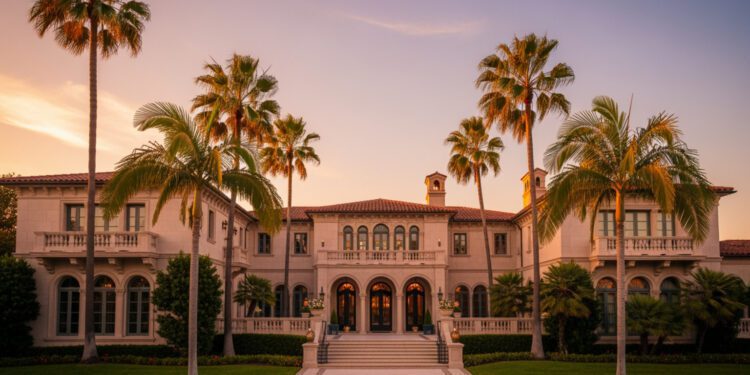 Beverly Hills estates luxury mansion 90210 at sunset