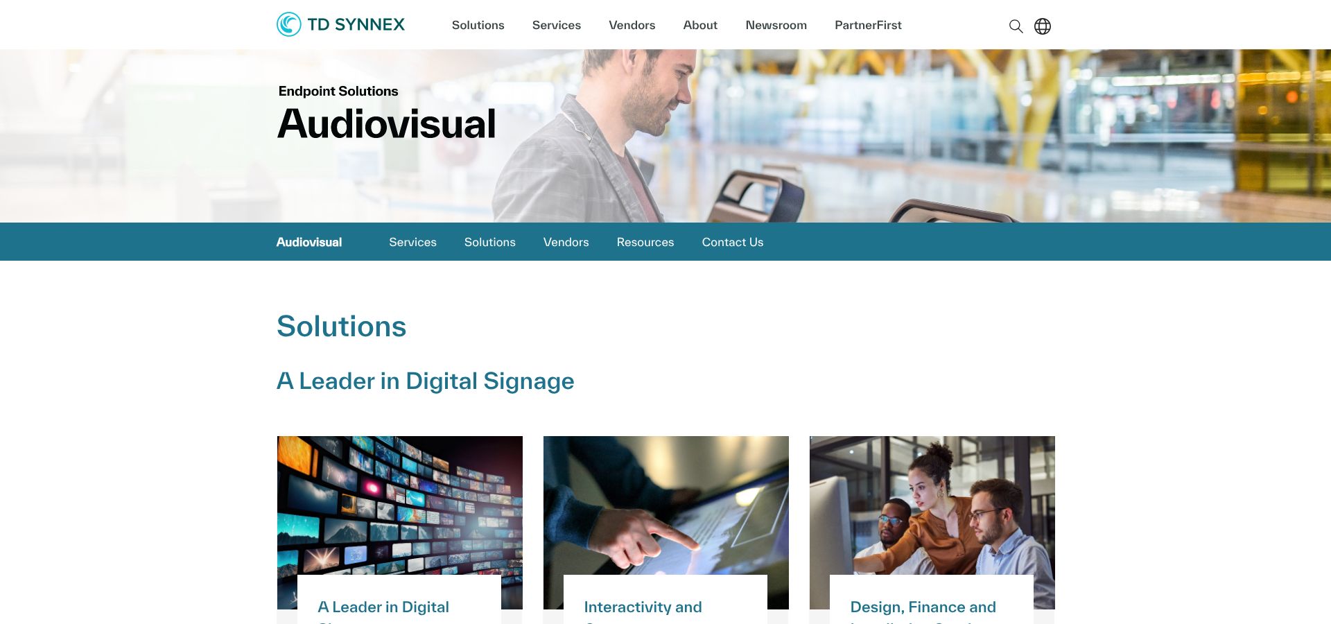 TD SYNNEX AV Solutions control room distribution webpage
