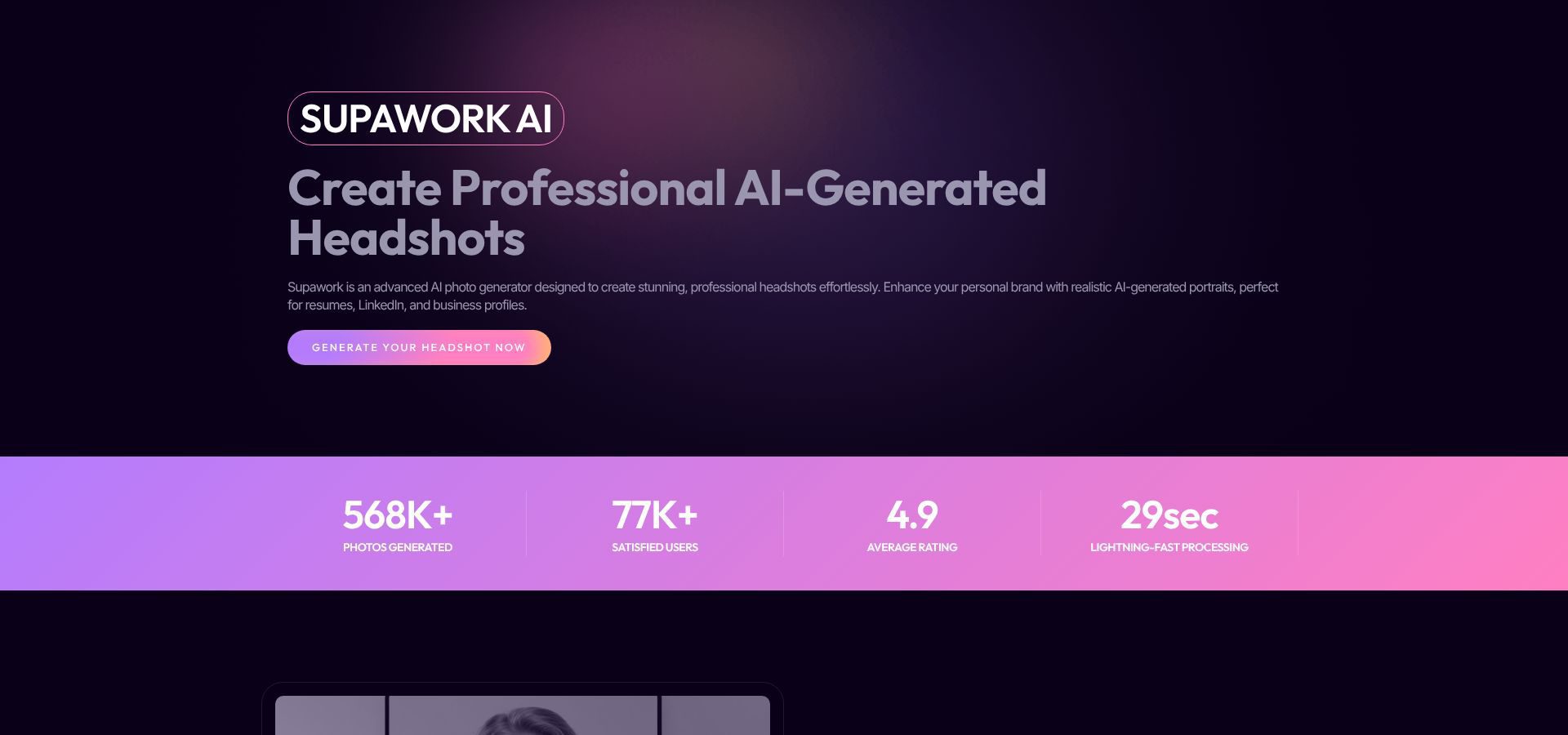 Supawork AI Unlimited No-Login Headshot Generator Screenshot