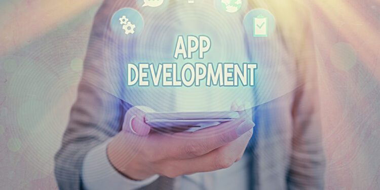 Text sign showing App Development. Business photo showcasing Development services for awesome mobile and web experiences