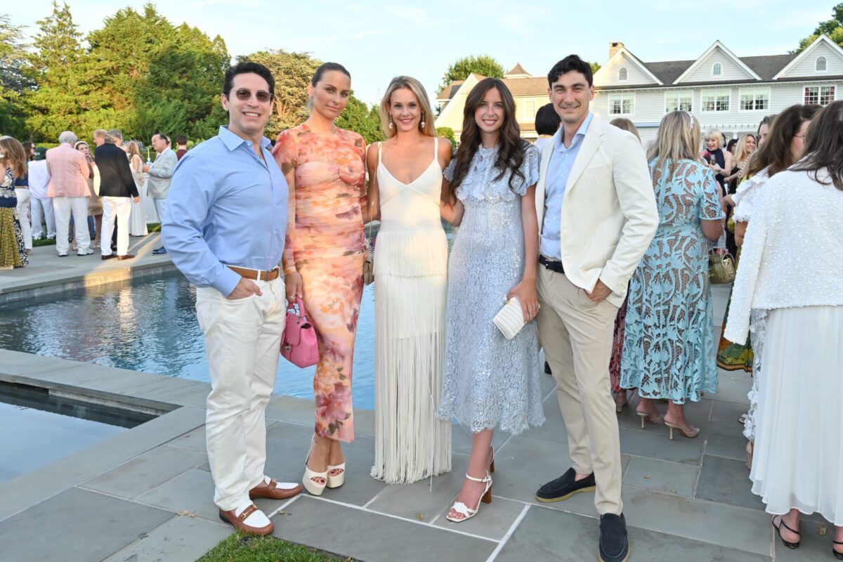 French Heritage Society Summer Soirée 7.17.26 - photo by Andrew Werner, NZ8_9480 - Dr. Marc & Millie Lazare, Madison Wright, Alexandra & Bradley Fishel