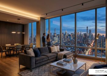 Luxury city homes modern penthouse overlooking city skyline