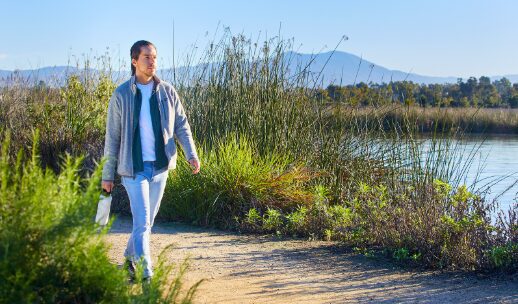 Above: A local resident enjoys a walk in the San Joaquin Marsh and Wildlife Sanctuary in Irvine, CA