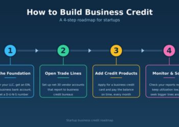 ALT: Infographic showing how to build business credit in four steps for startups] 