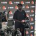 Shedeur Sanders wearing Browns practice uniform at 2025 training camp